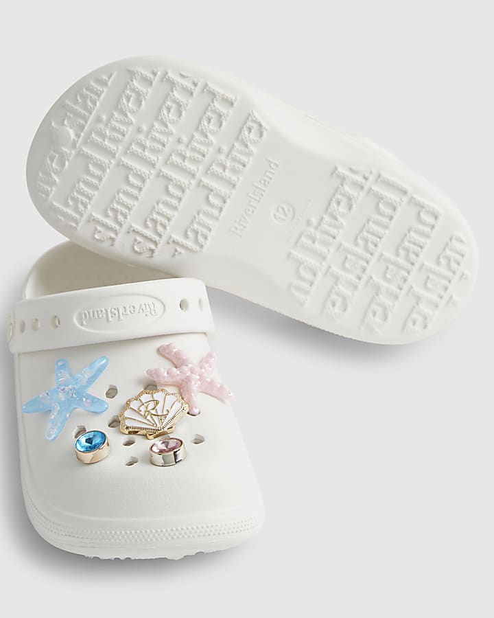Girls White Shell Clogs