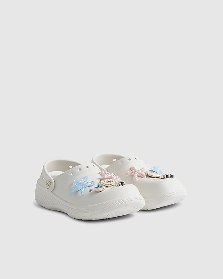 Girls White Shell Clogs