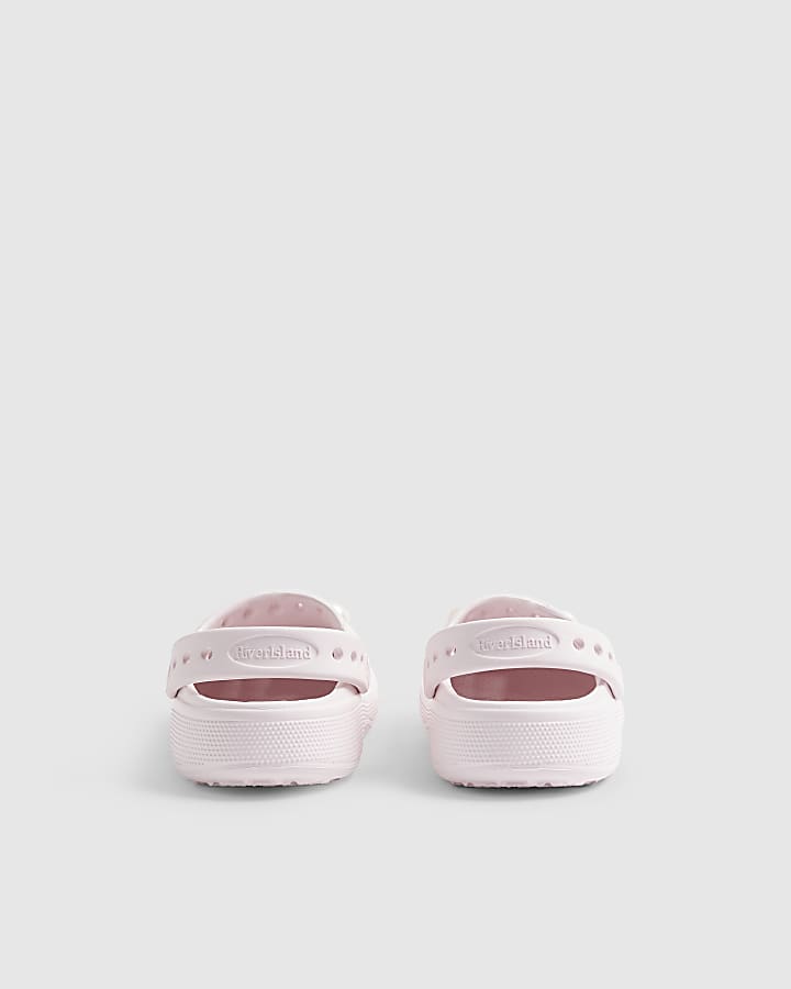 Girls Pink Flower Clogs