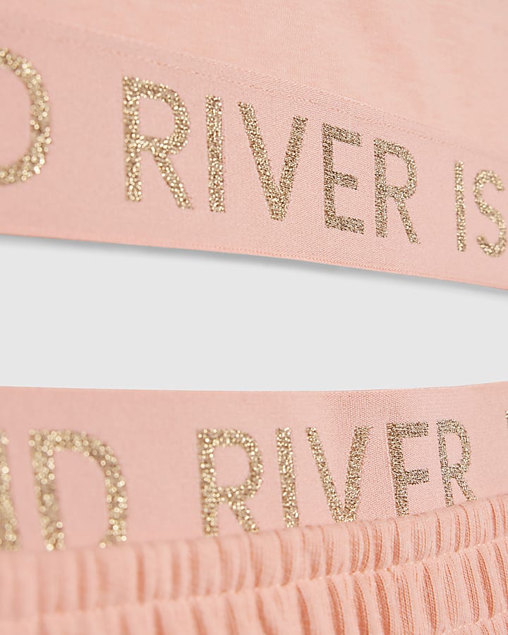 Girls Pink RI Waistband Tank and Shorts Set