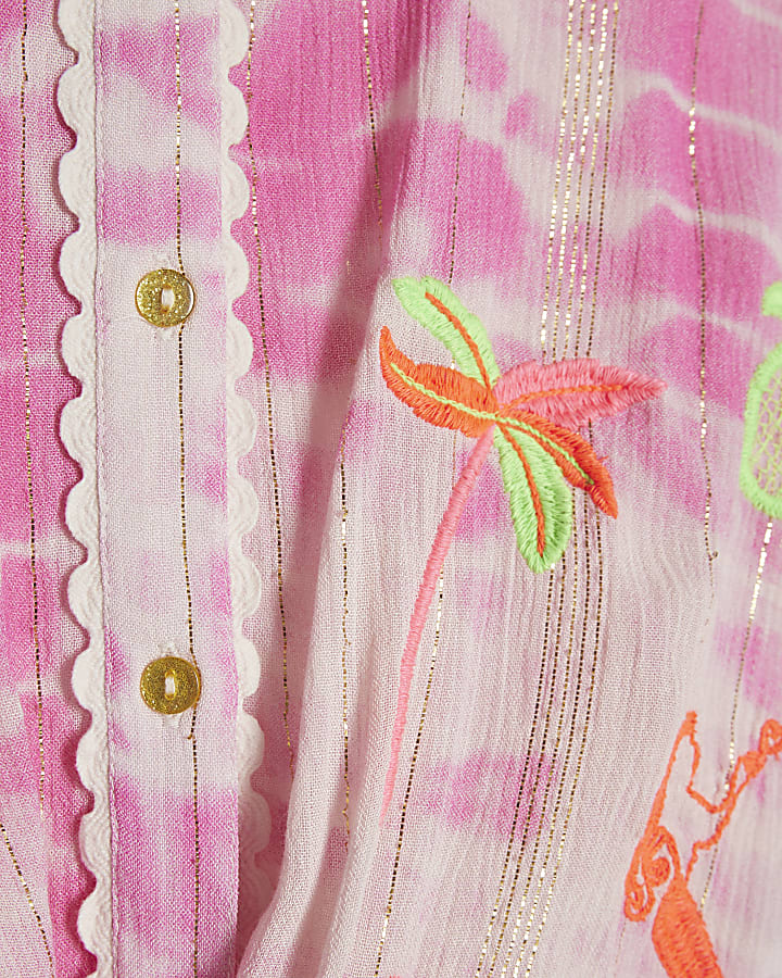 Girls Pink Tie Dye Shirt & Short Set