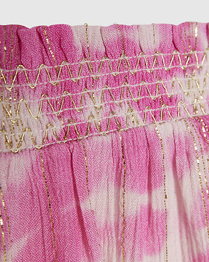 Girls Pink Tie Dye Shirt & Short Set