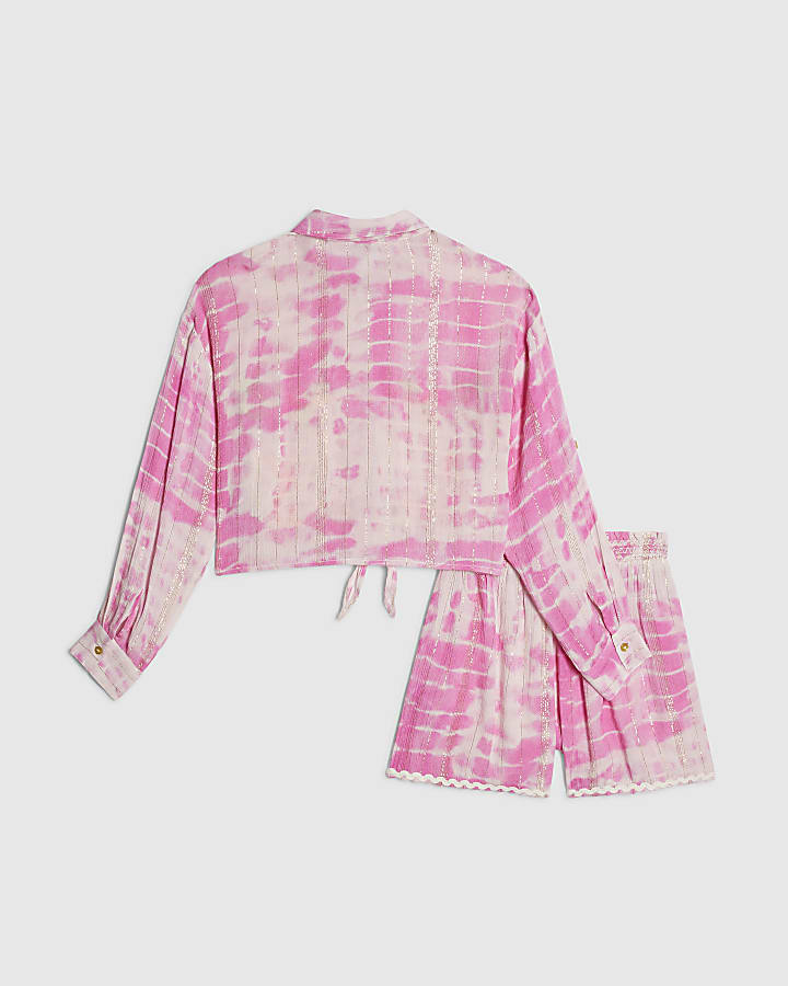 Girls Pink Tie Dye Shirt & Short Set