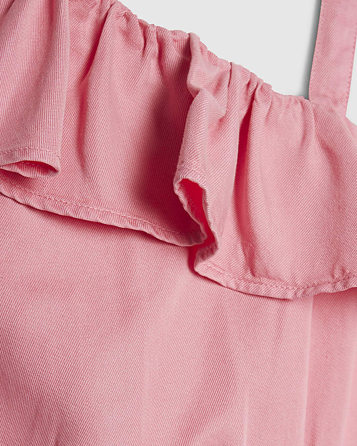 Girls Pink Tencel One Shoulder Set