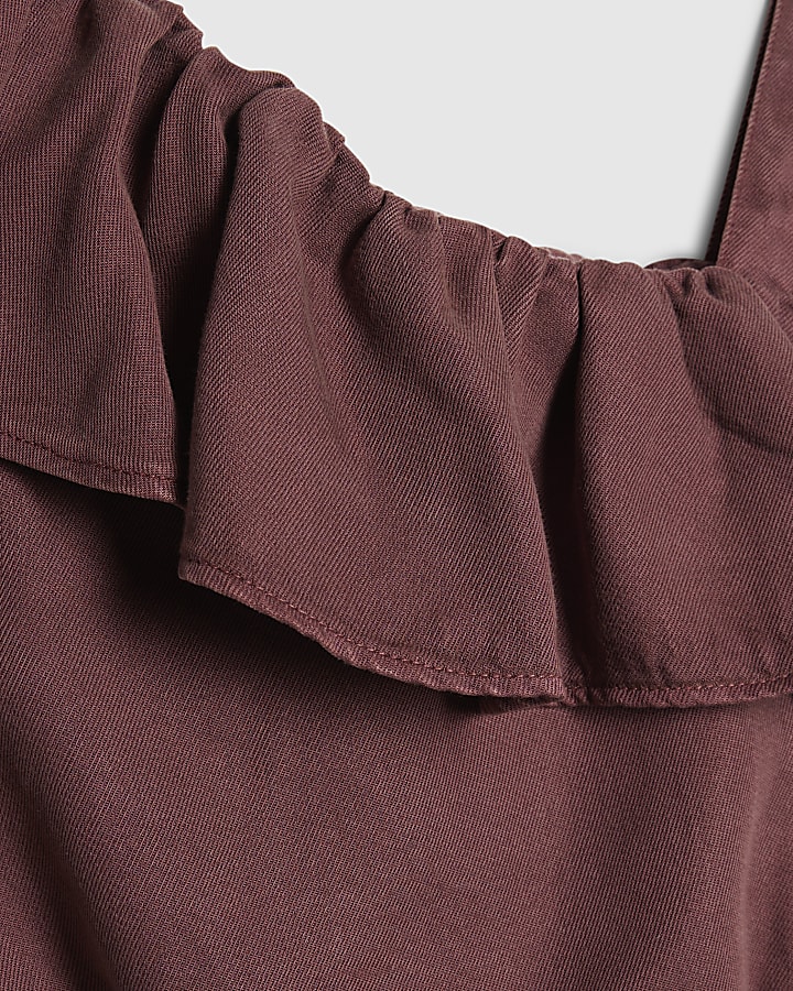 Girls Purple Tencel One Shoulder Set