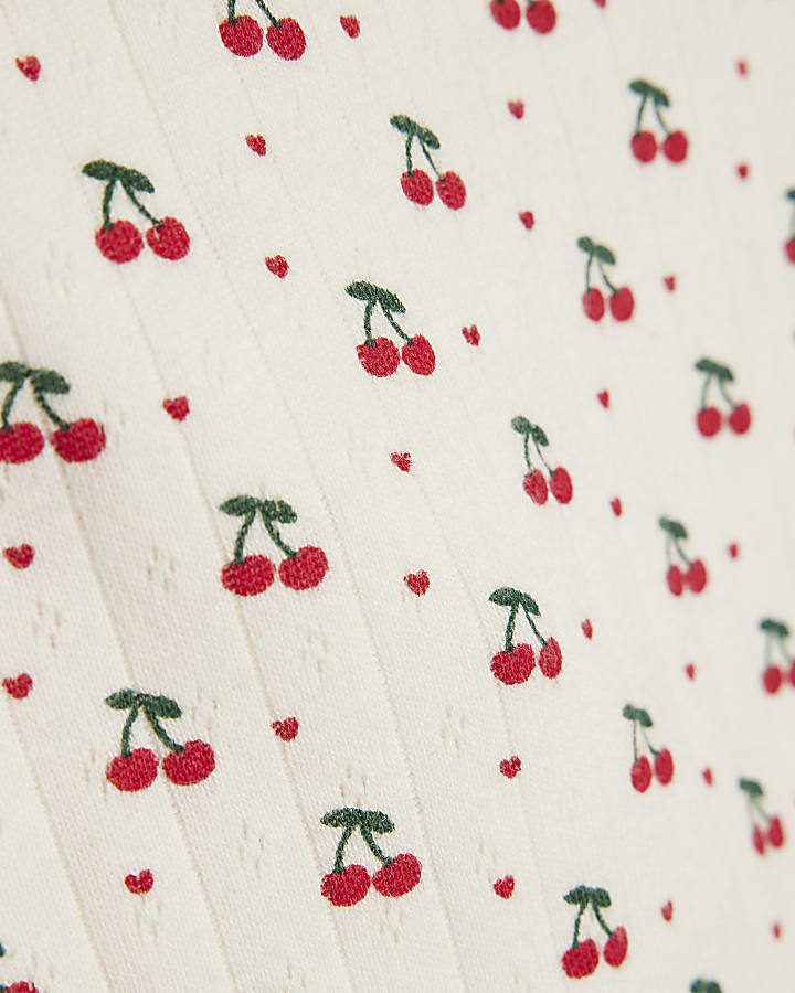 Girls White Cherry Pyjama Set