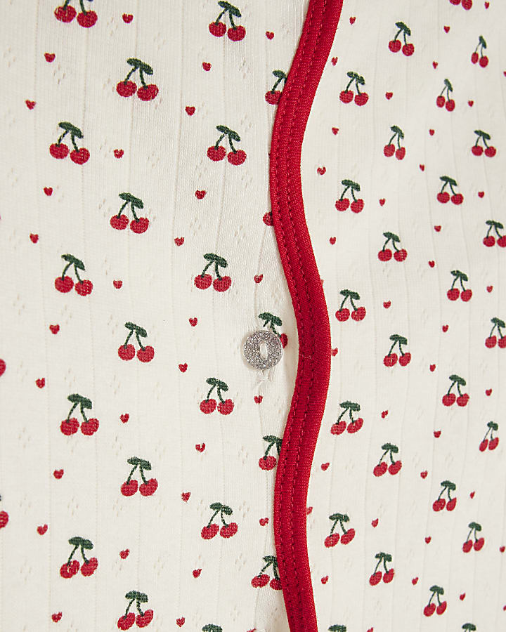 Girls White Cherry Pyjama Set