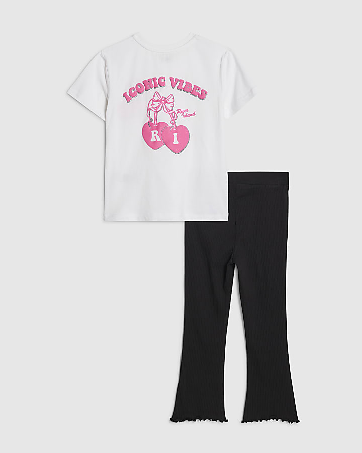 Mini Girls White Iconic Vibes T-Shirt Set