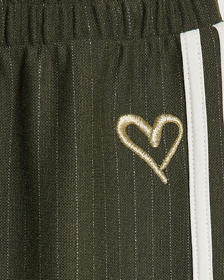 Girls Khaki Pinstripe Wide Leg Trousers