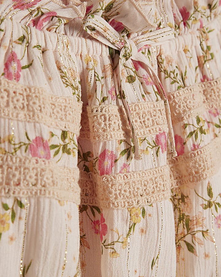 Girls Pink Ditsy Top Set