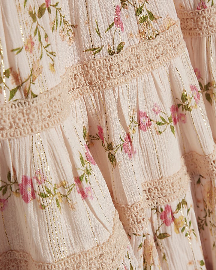 Girls Pink Ditsy Top Set