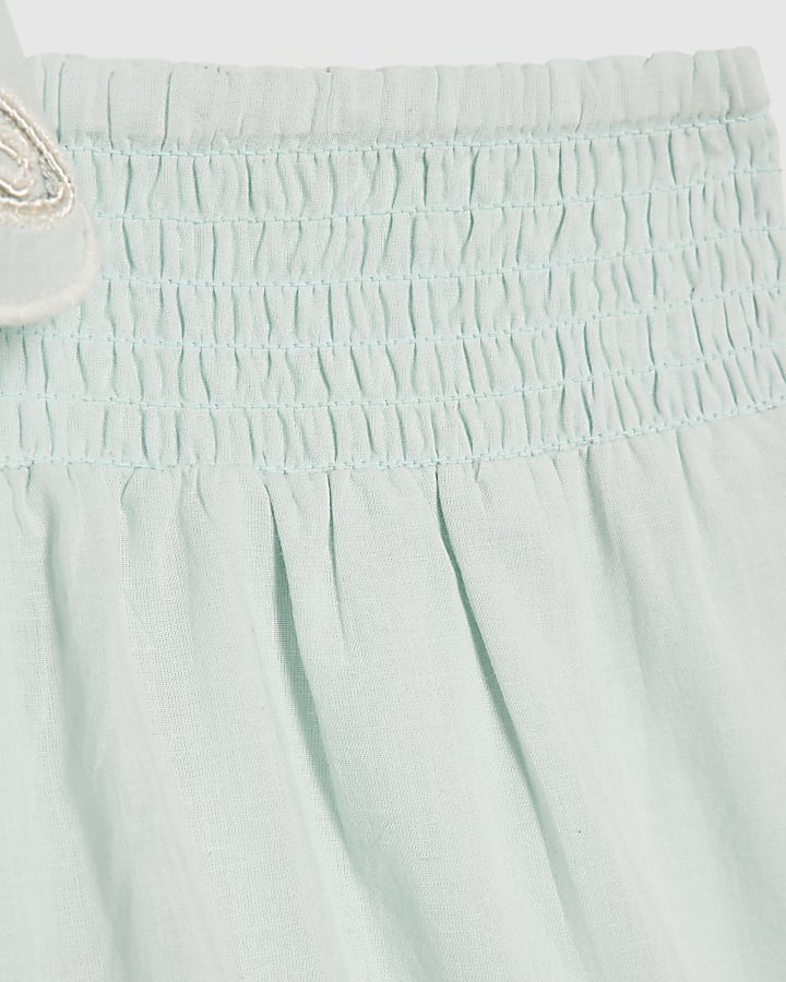 Girls Blue Hanky Hem Embellished Set