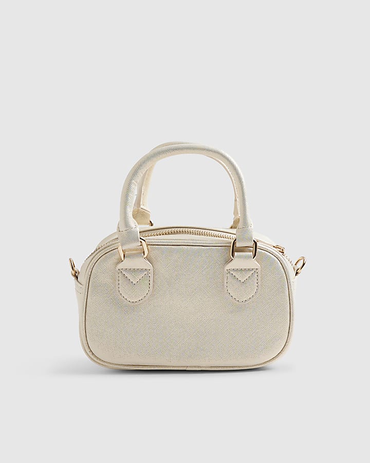 Gold Raffia Multi Charm Cross Body Bag