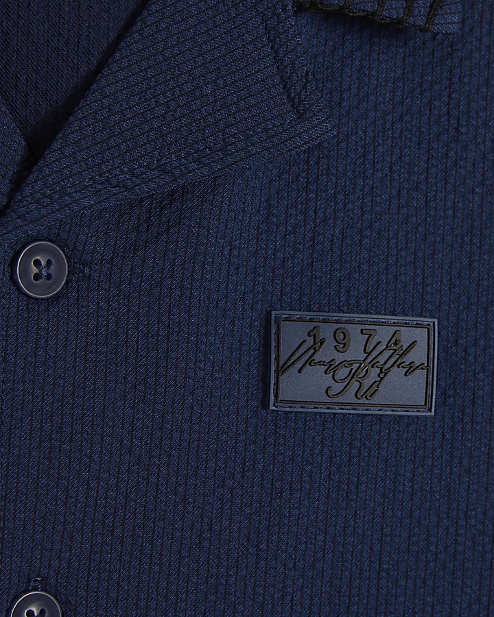 Boys Navy Embroidered Floral Swim Set