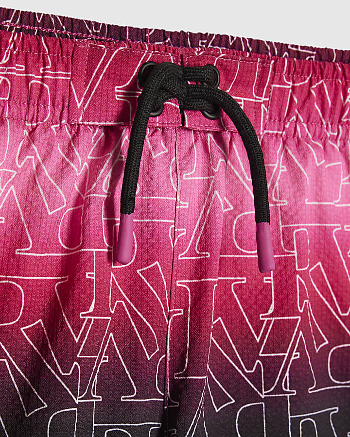 Boys Pink Monogram Ombre Swim Shorts
