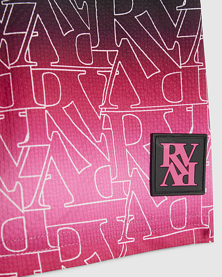 Boys Pink Monogram Ombre Swim Shorts