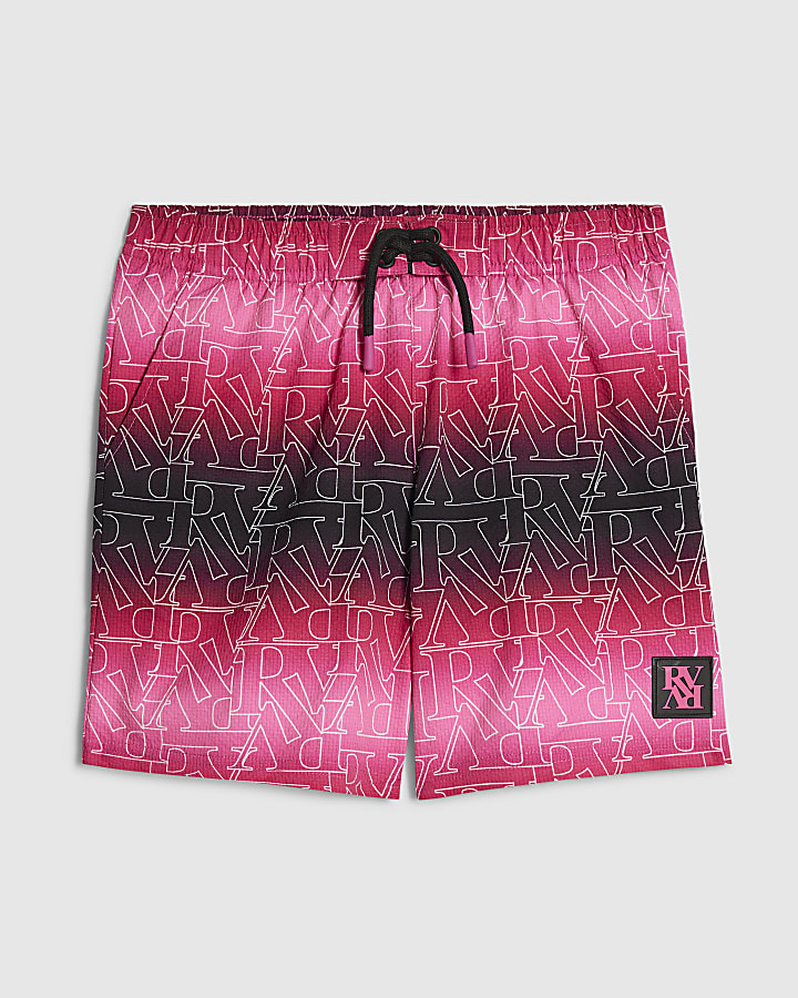 Boys Pink Monogram Ombre Swim Shorts
