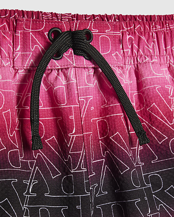 Mini Boys Pink Ombre Monogram Swim Shorts