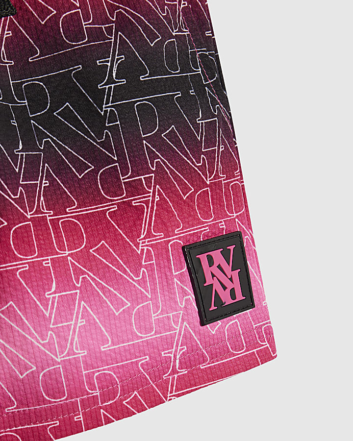 Mini Boys Pink Ombre Monogram Swim Shorts