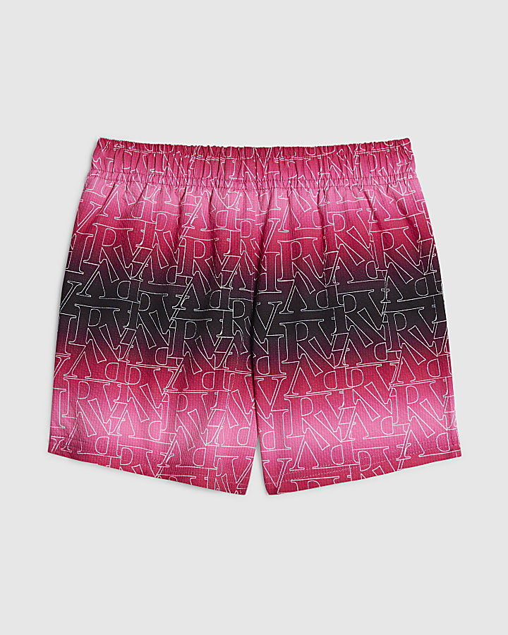 Mini Boys Pink Ombre Monogram Swim Shorts