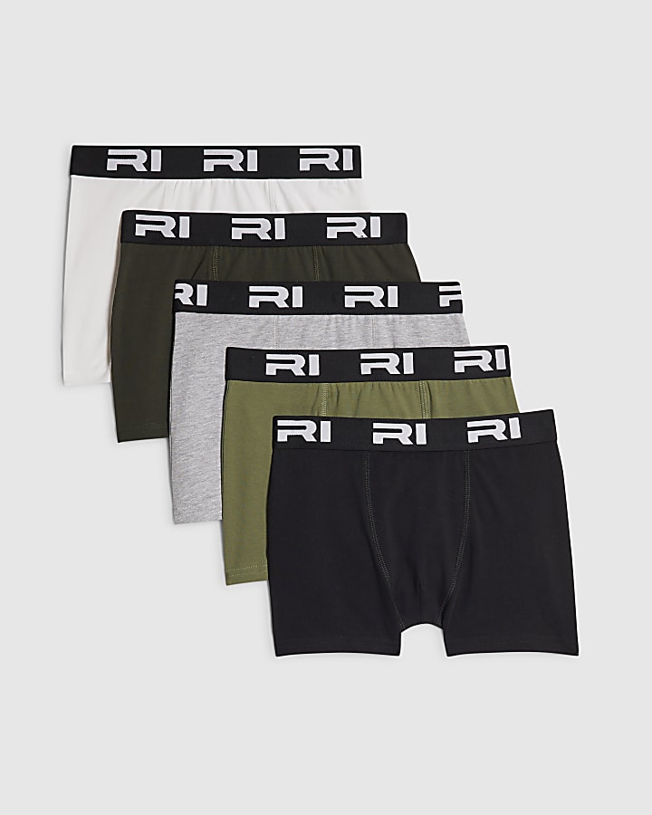 Boys Khaki Pack Of 5 Boxers