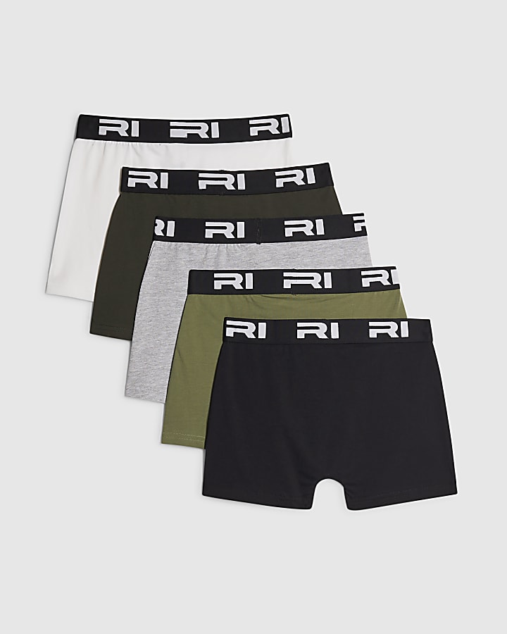 Boys Khaki Pack Of 5 Boxers