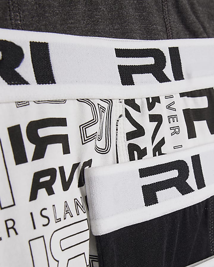 Boys Black Monochrome Pack Of 5 Boxers