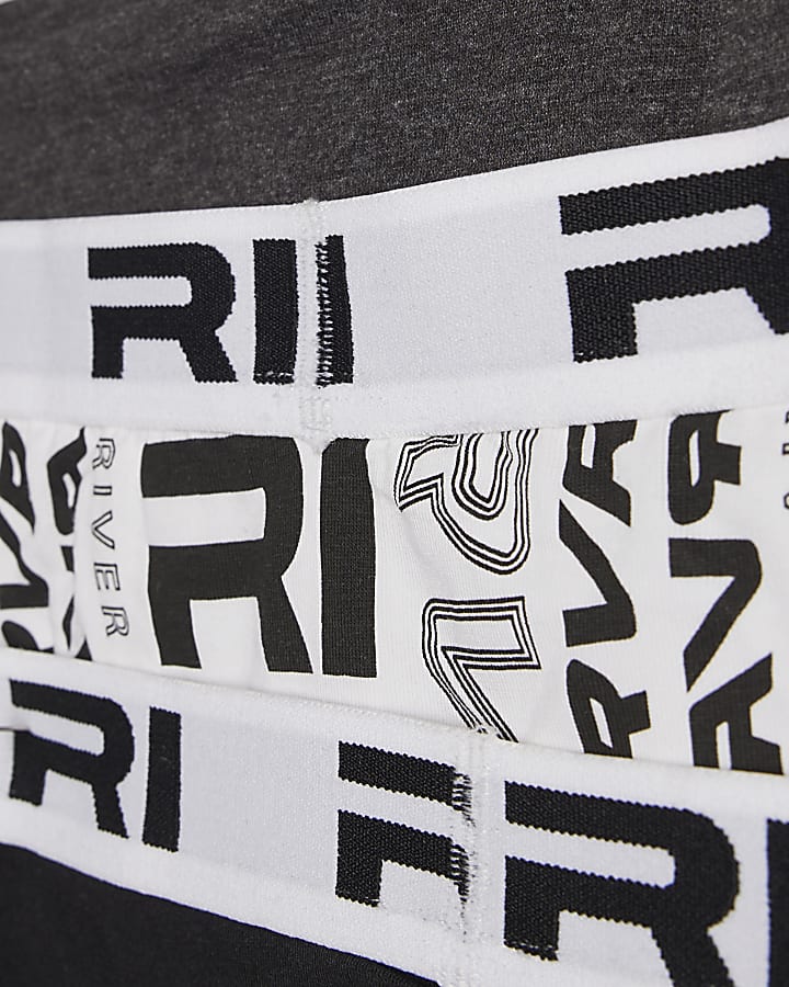 Boys Black Monochrome Pack Of 5 Boxers