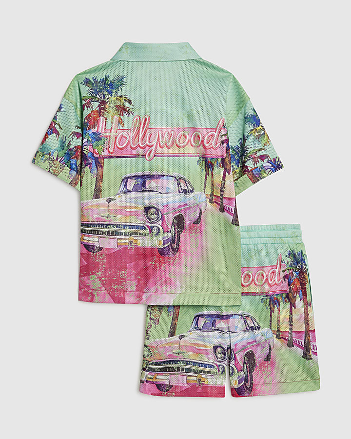 Mini Boys Green Year Zero Mesh Shirt Set
