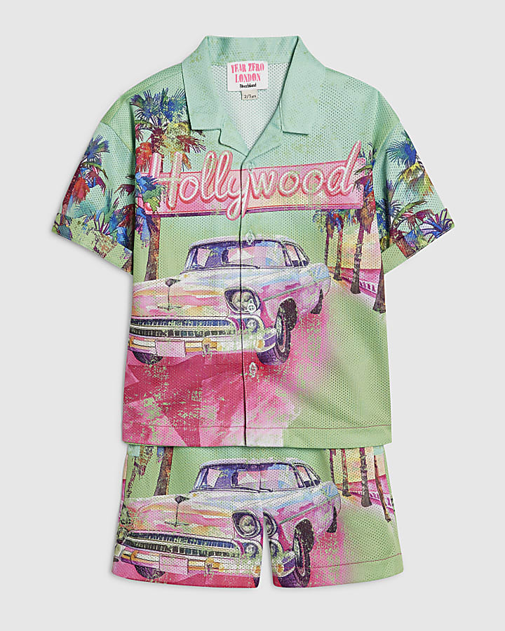 Mini Boys Green Year Zero Mesh Shirt Set