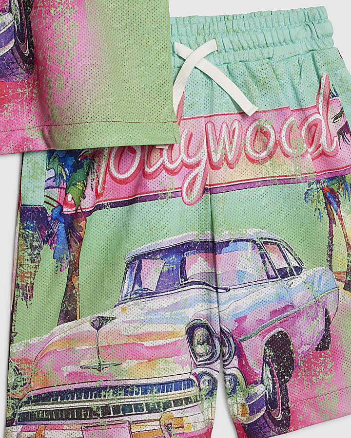 Boys Green Year Zero Hollywood Mesh Shirt Set