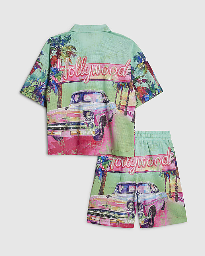 Boys Green Year Zero Hollywood Mesh Shirt Set