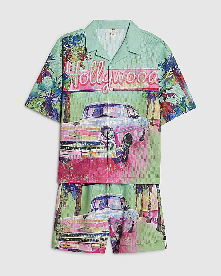 Boys Green Year Zero Hollywood Mesh Shirt Set