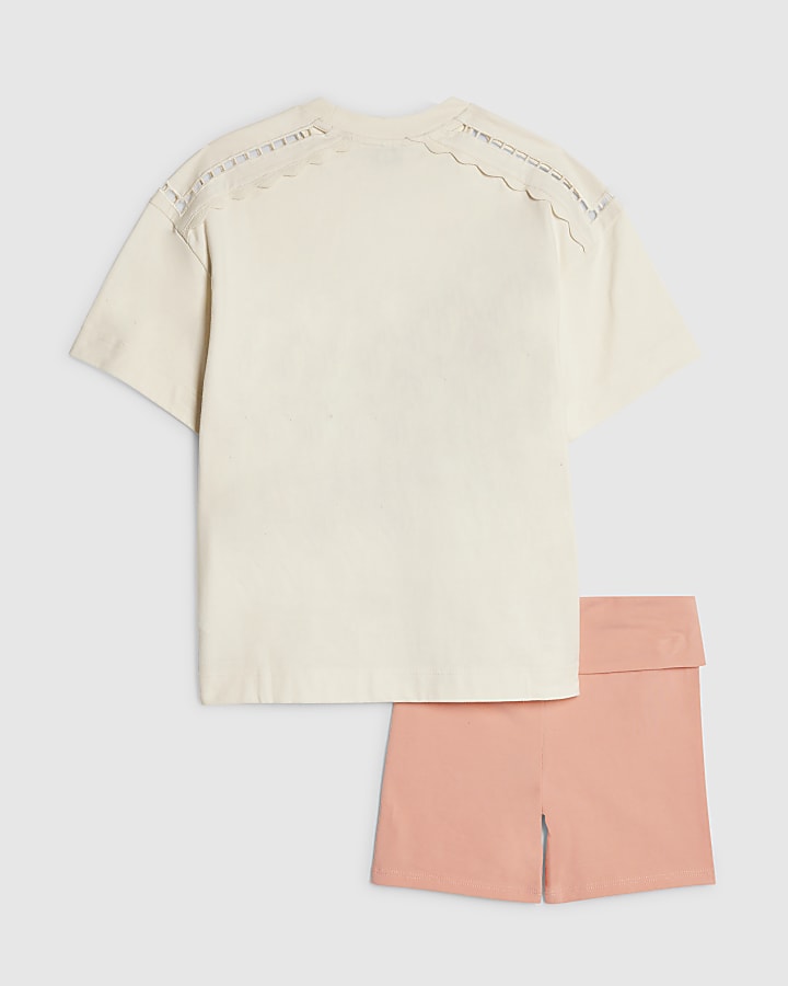 Girls White Miami Beach T-Shirt Set