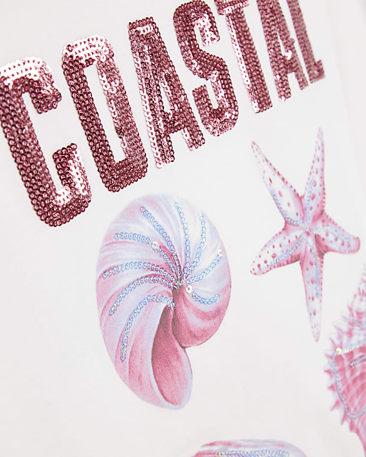 Girls White Coastal Whipstitch T-Shirt