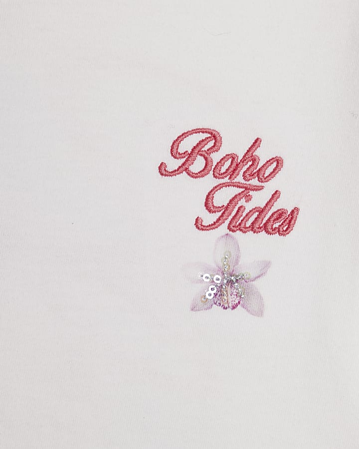 Girls White Beach Vibes T-Shirt