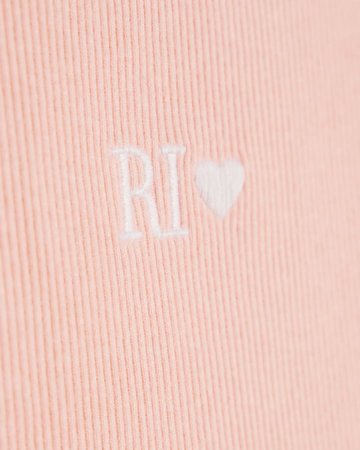 Girls Pink Lettuce Hem Crop T-Shirt