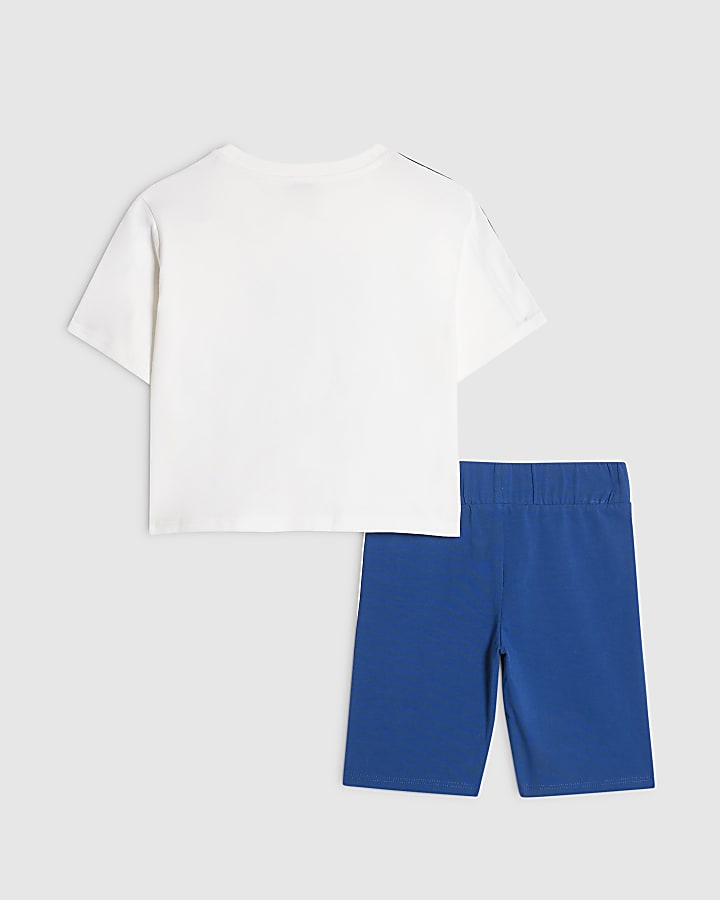 Girls White Cycling Shorts Set