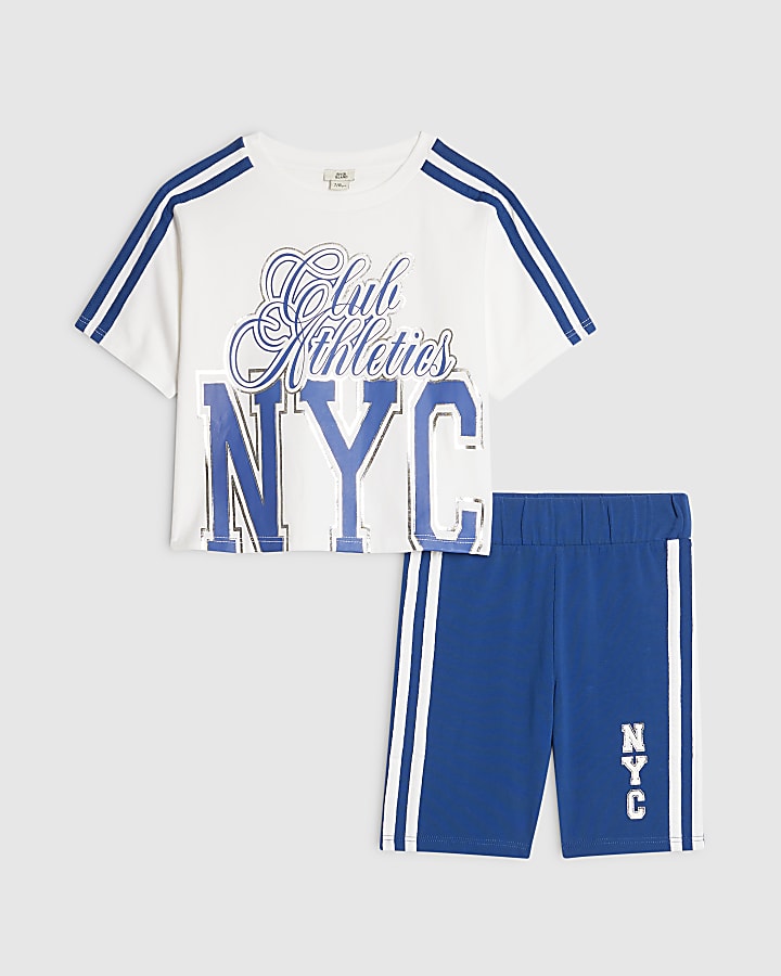 Girls White Cycling Shorts Set
