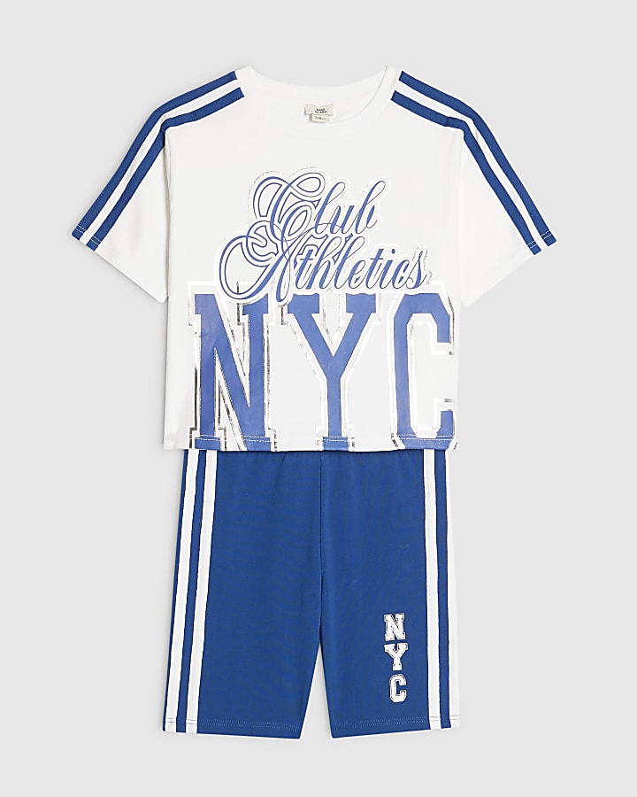 Girls White Cycling Shorts Set