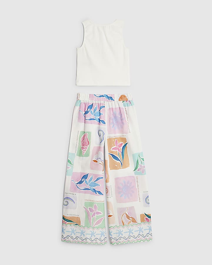 Girls White Sun Shell Trouser Set