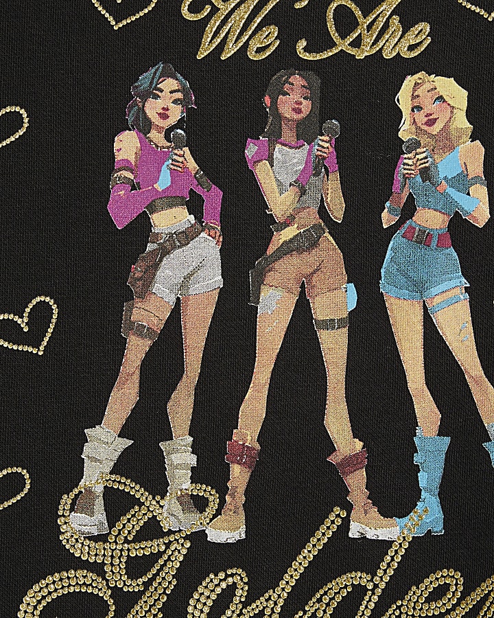 Girls Black Golden Girls Sweatshirt Set