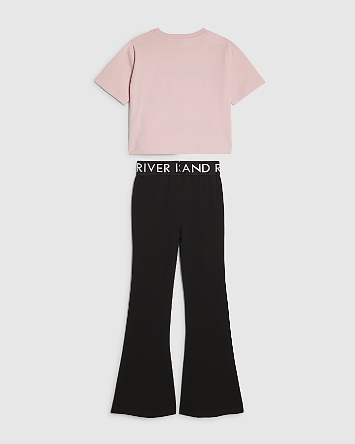 Girls Pink Cheetah Girl Vibe Crop T-Shirt Set