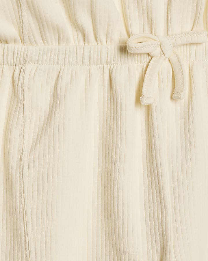 Girls Cream Polo Zip Playsuit