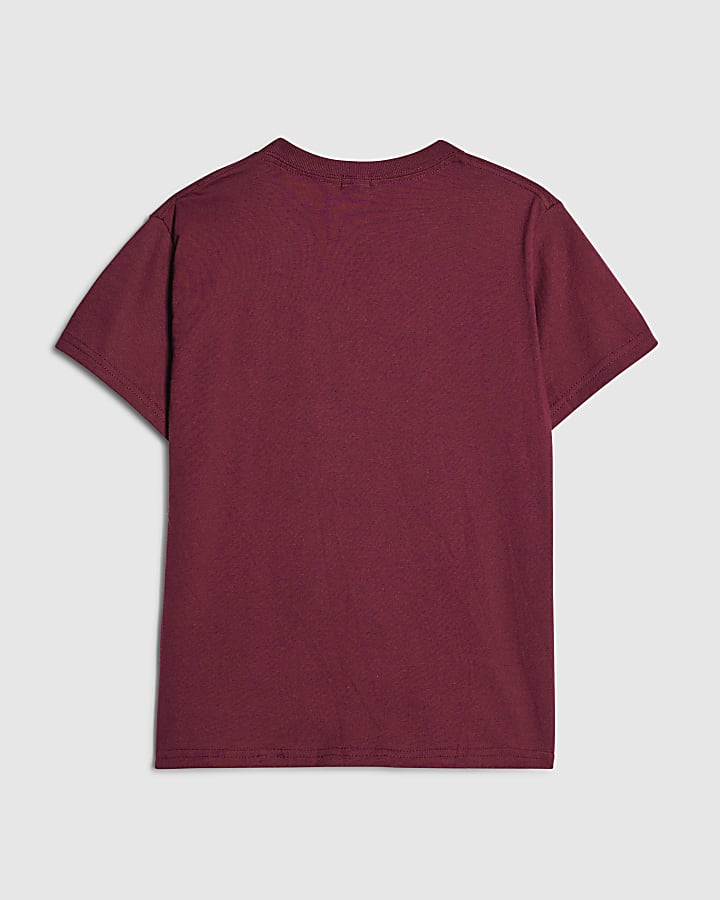 Girls Burgundy Dachshund Snow T-Shirt