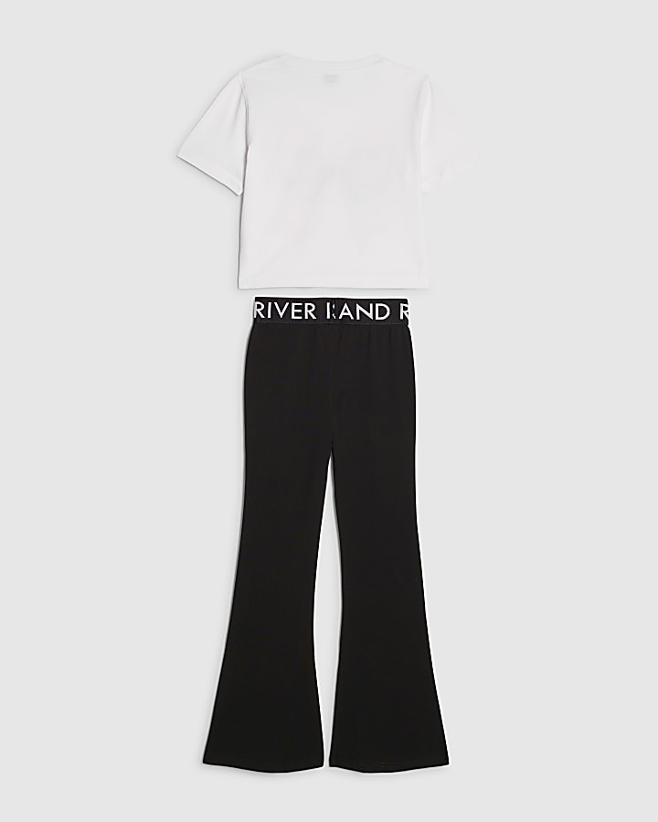 Girls White Bow Crop Top Set