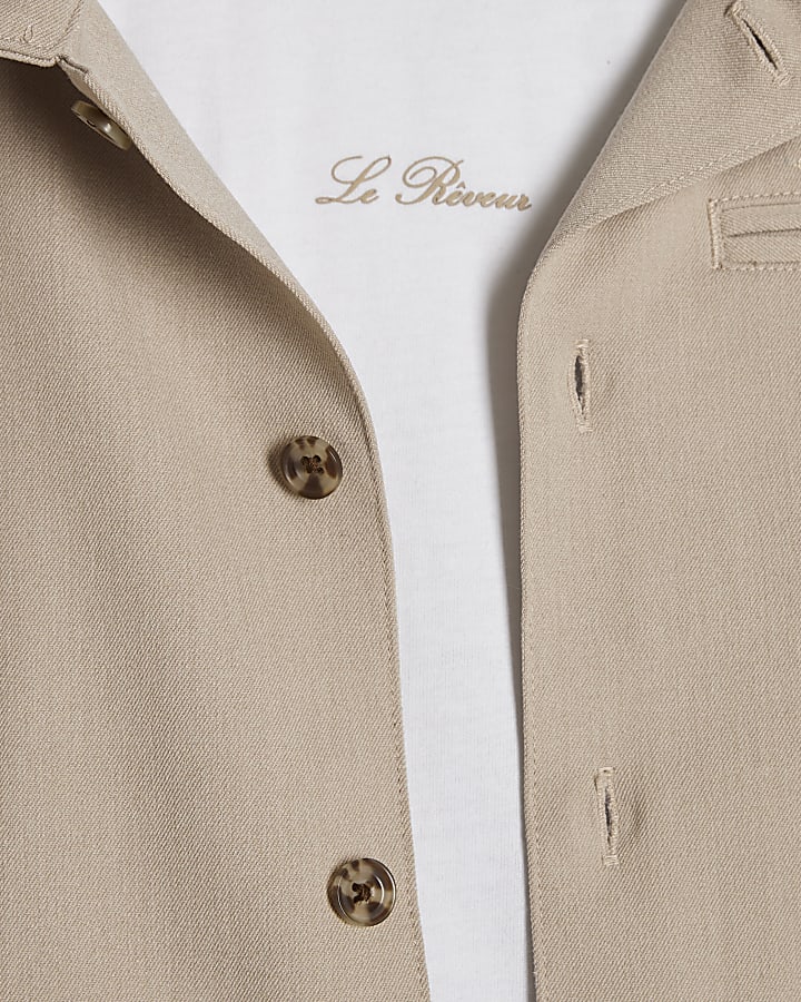 Mini Boys Beige Tailored 3 Piece Shirt Set