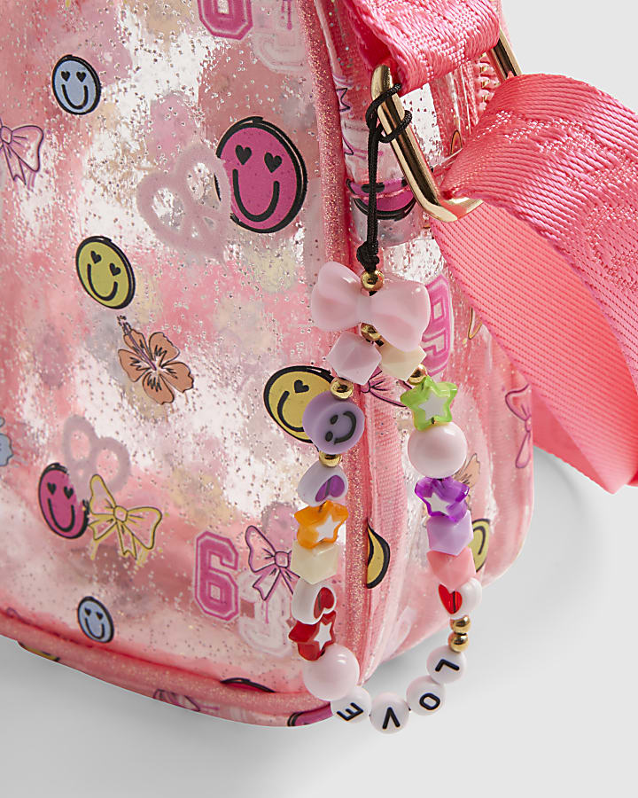 Girls Pink Graffiti Jelly Crossbody Bag