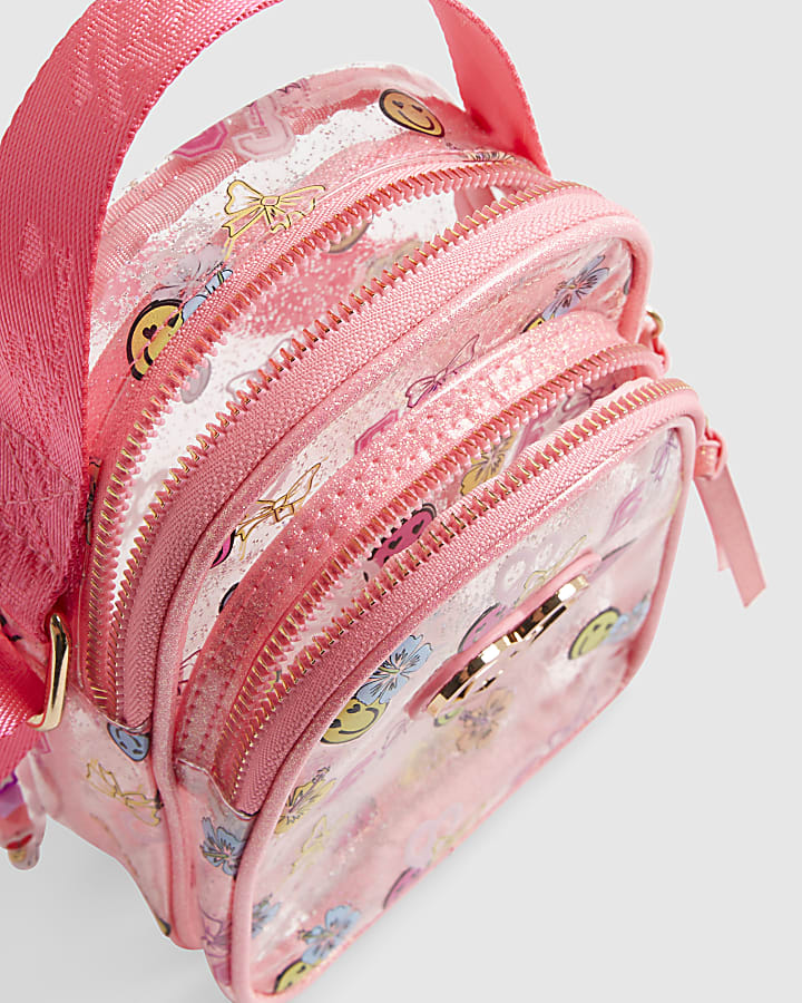 Girls Pink Graffiti Jelly Crossbody Bag
