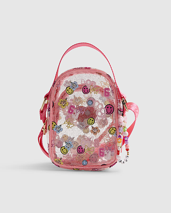 Girls Pink Graffiti Jelly Crossbody Bag